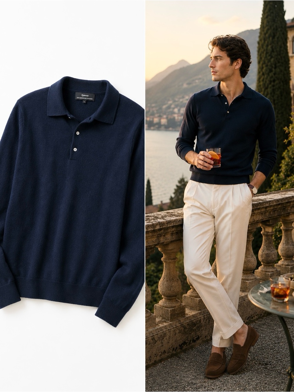 Quince 100% Mongolian Cashmere Long Sleeve Polo Sweater Size Large